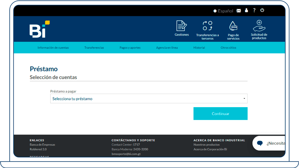 paso 3: pago de préstamo en linea