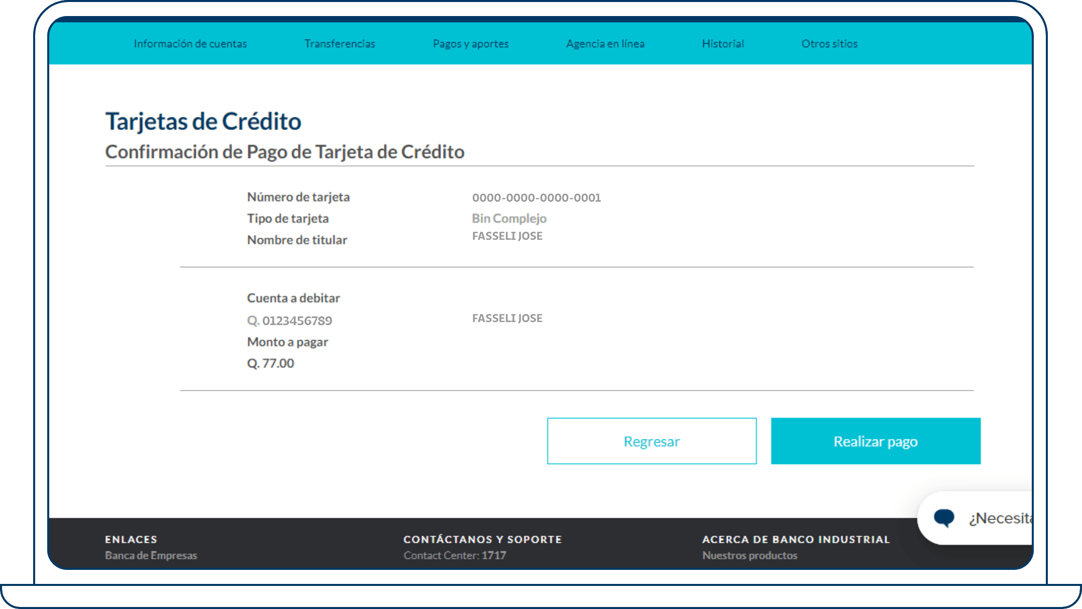 Confirmación de Pago en web.