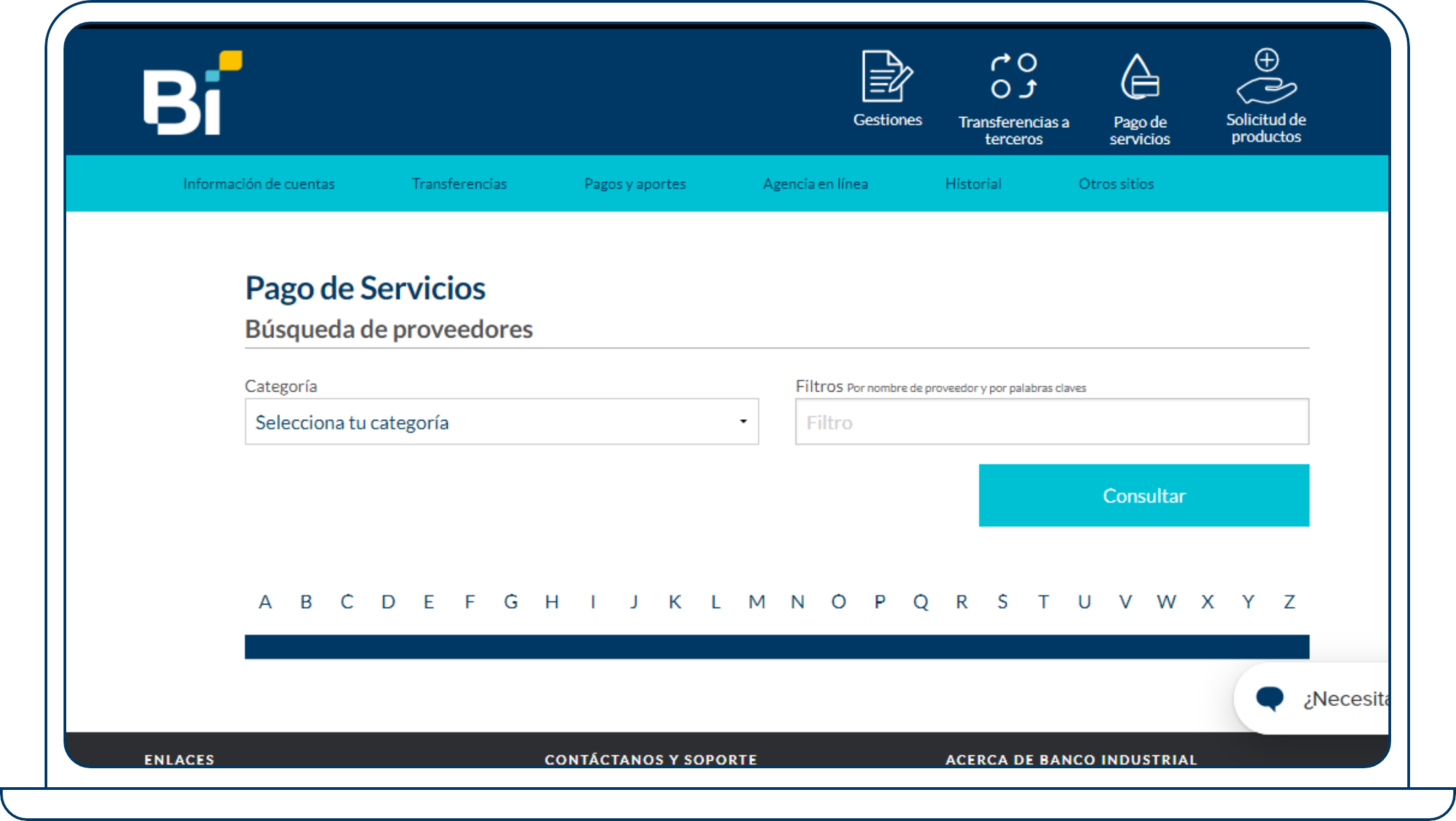 ¿Cómo pagar servicios desde Bi en Línea web?