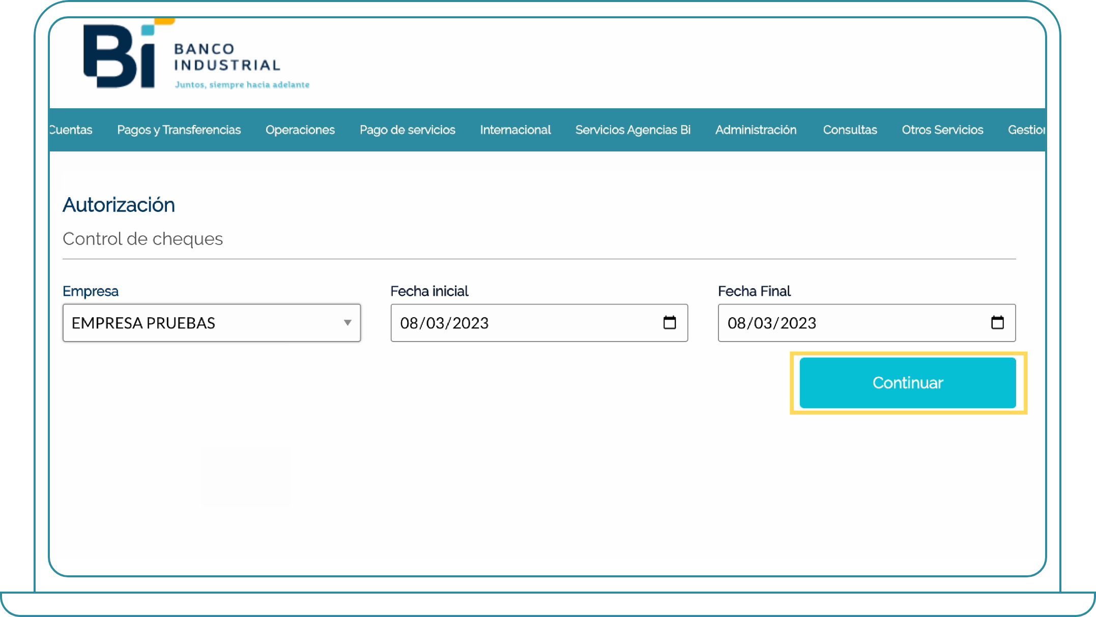 Autorización de cheques Desde Bi BankingAutorización de cheques Desde Bi Banking