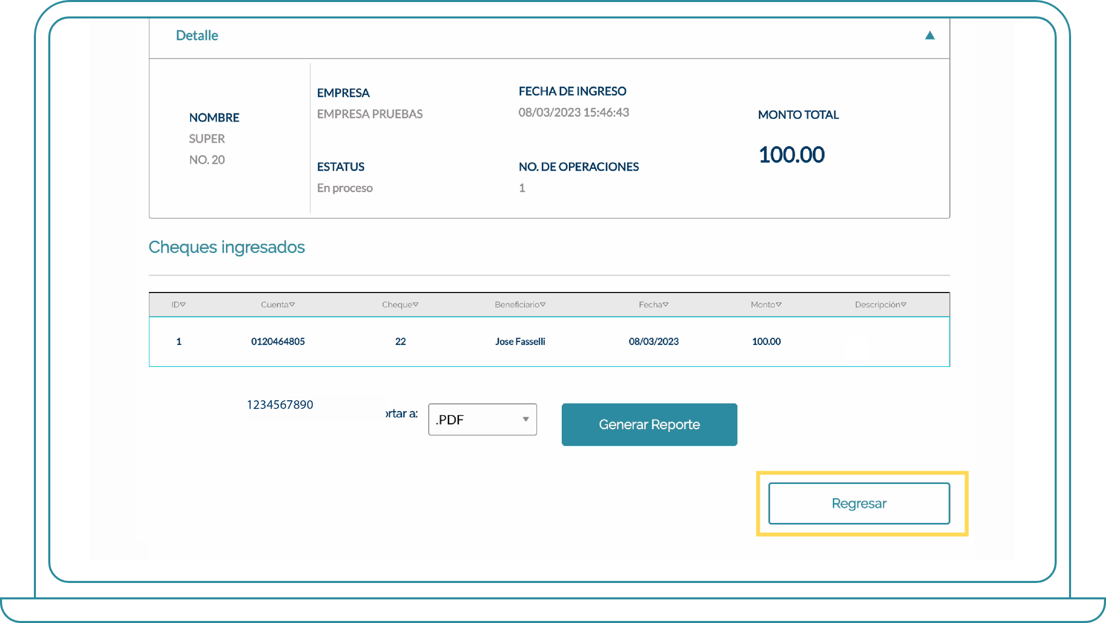 Autorización de cheques Desde Bi Banking