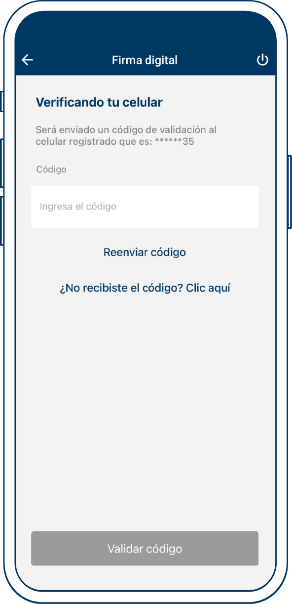 Valida el código que enviaremos a tu número de teléfono.