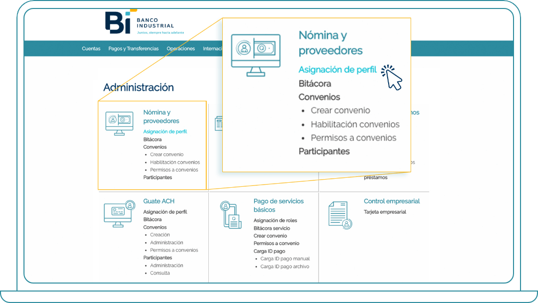 Asignar perfiles en Bi Banking