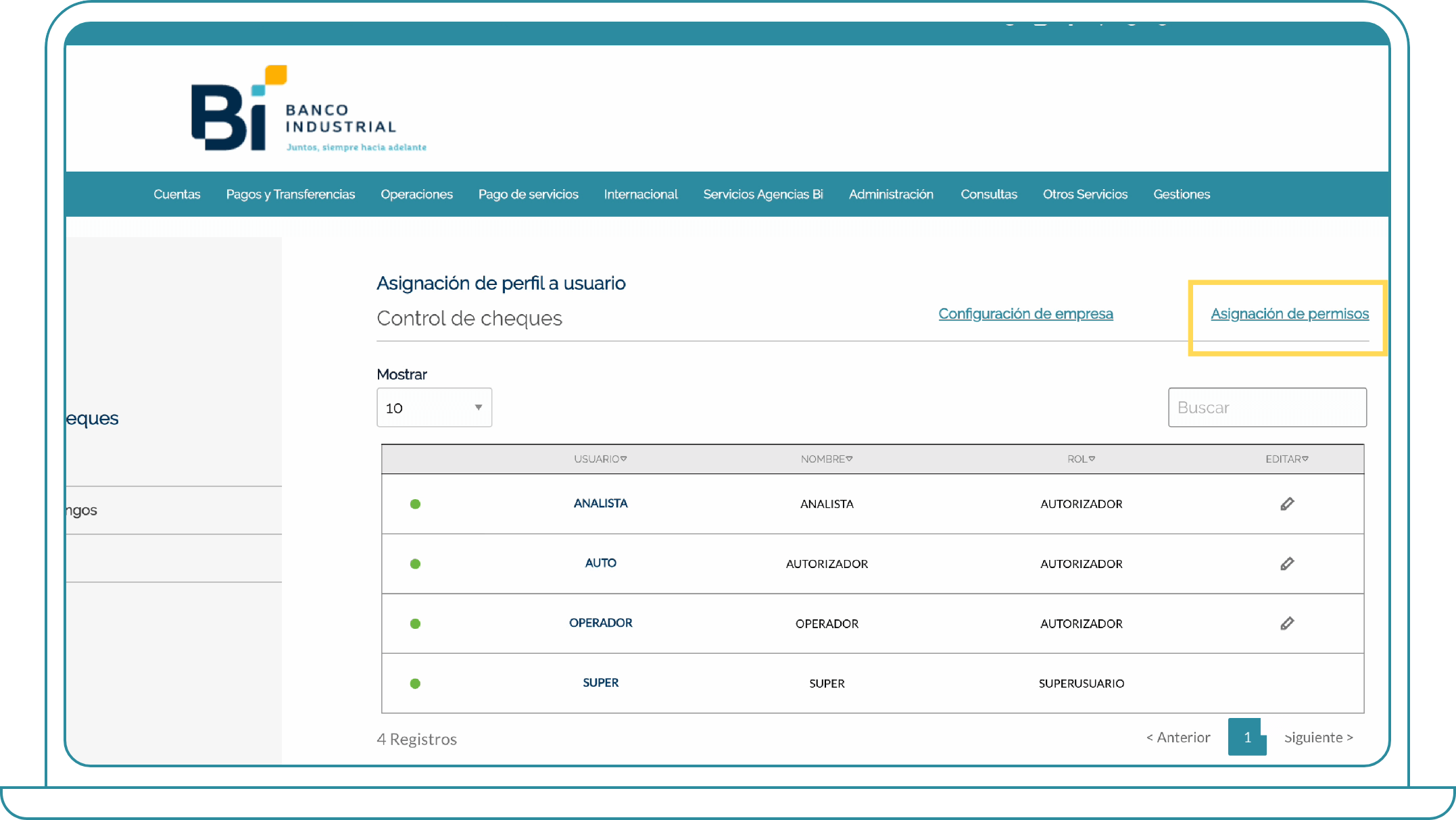 Landing - ¿Cómo asignar permisos de empresa desde Bi Banking? - Paso 6