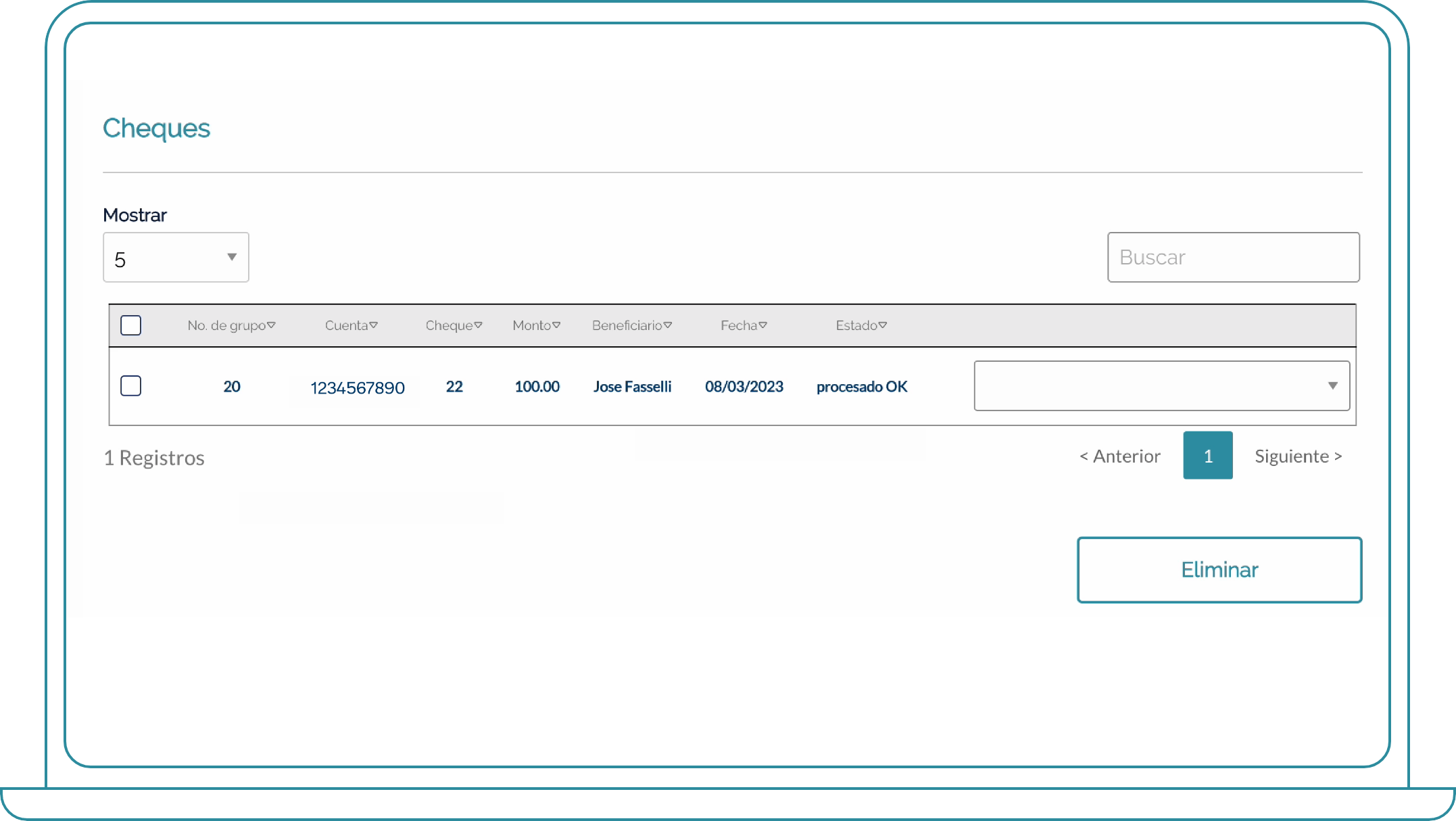 Consulta de cheques desde Bi Banking Paso 3