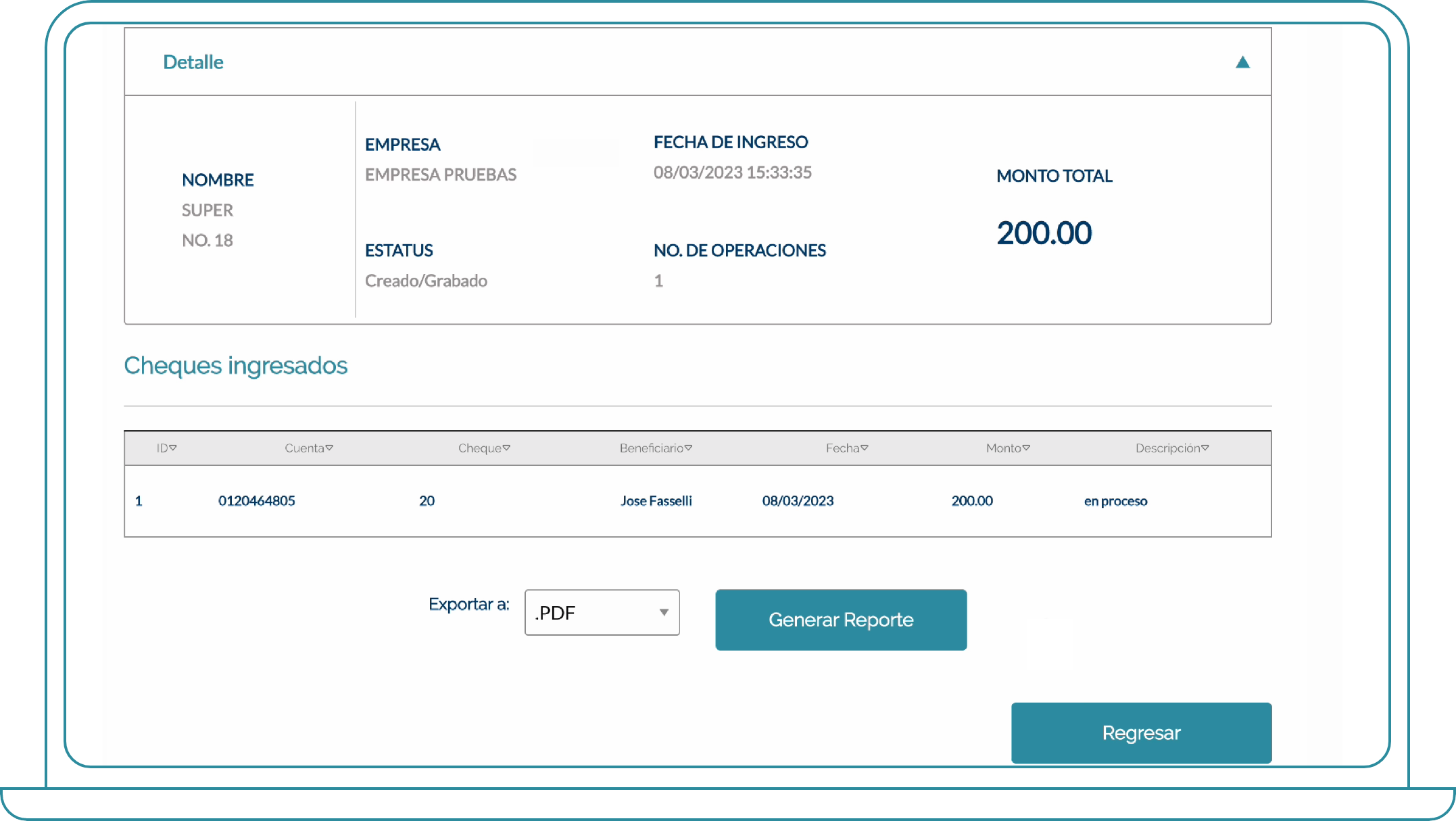 Consulta de cheques por grupo desde Bi Banking Paso 5