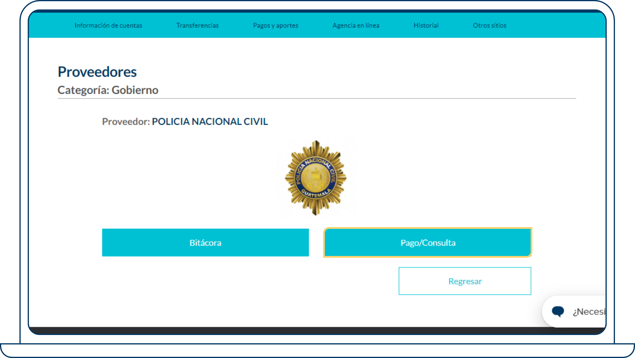 Pago seleccionado_Policia Nacional Civil