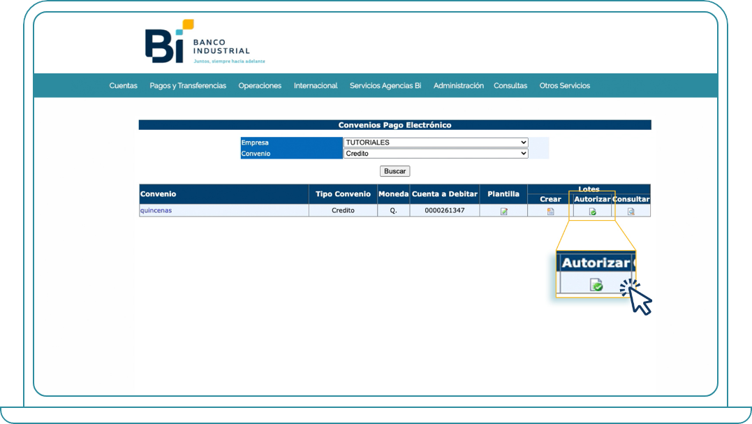 Autorizar lotes en Bi Banking