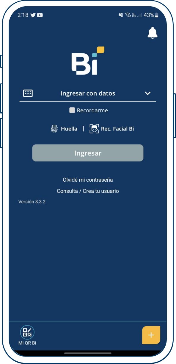 ¡Configura tu huella o face ID desde Bi en Línea App!