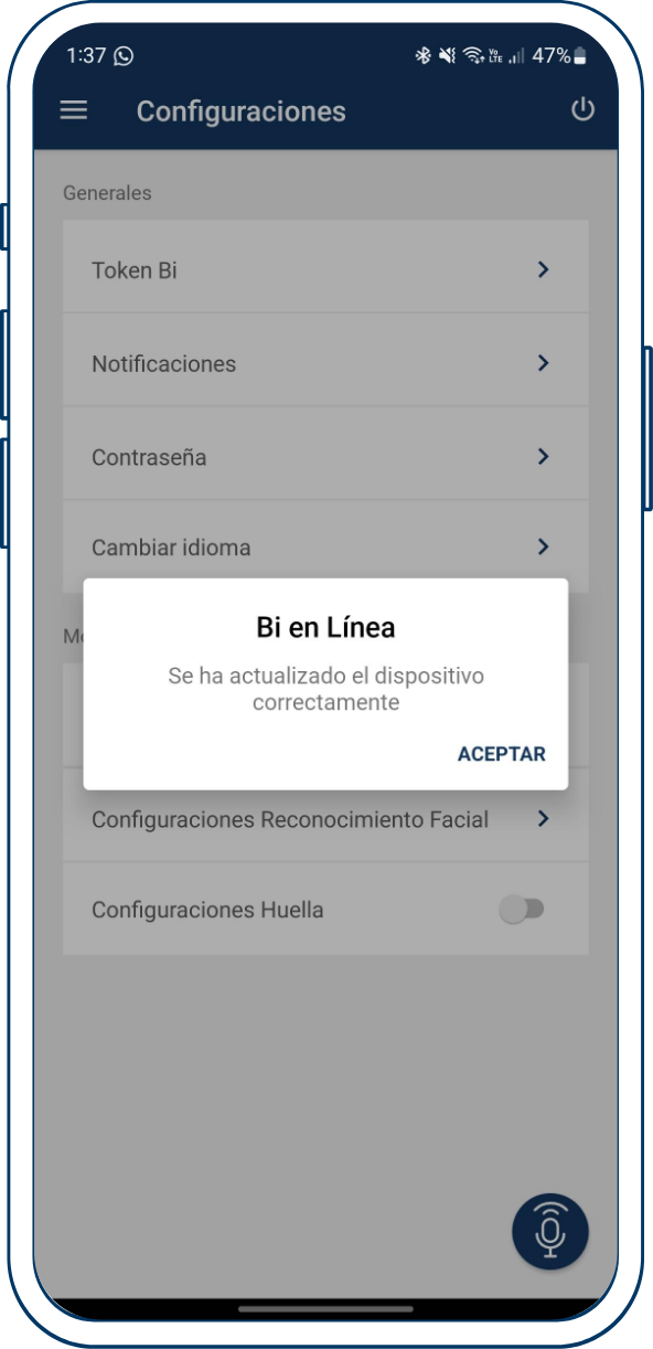 ¡Configura tu huella o face ID desde Bi en Línea App!