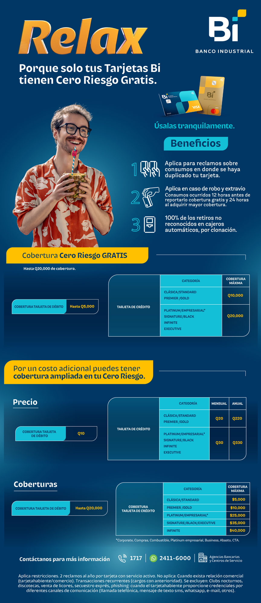 Infografía Tarjetas Bi Cero Riesgo Gratis