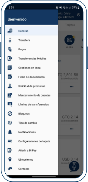 Transfiere a Terceros desde Bi en Línea App