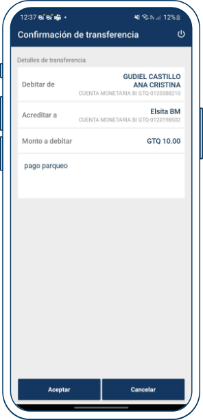 Transfiere a Terceros desde Bi en Línea App