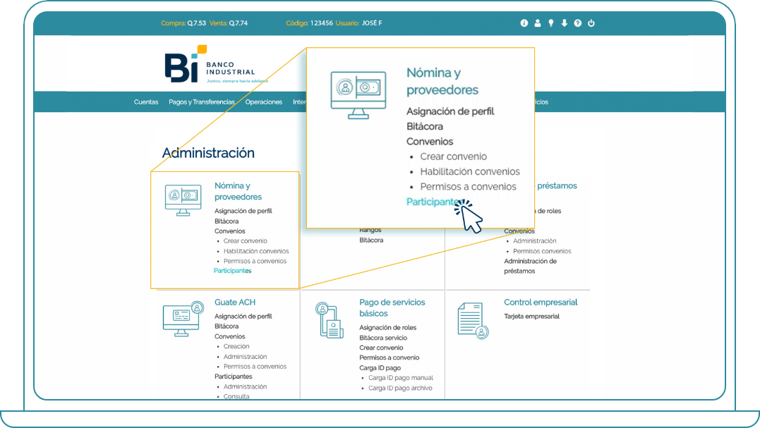 Adicionar participantes en Bi Banking