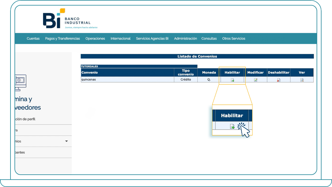 Adicionar participantes en Bi Banking