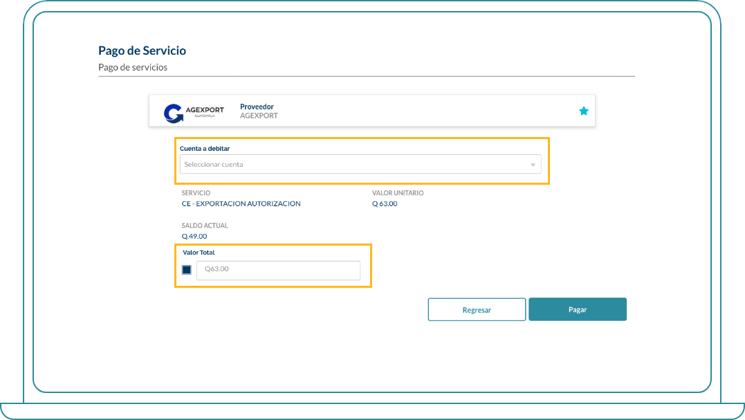 paso 6 pago de servicios agexport.