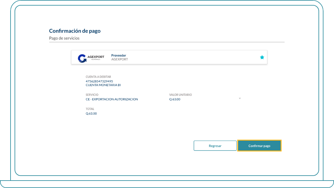 paso 7 pago de servicios agexport.