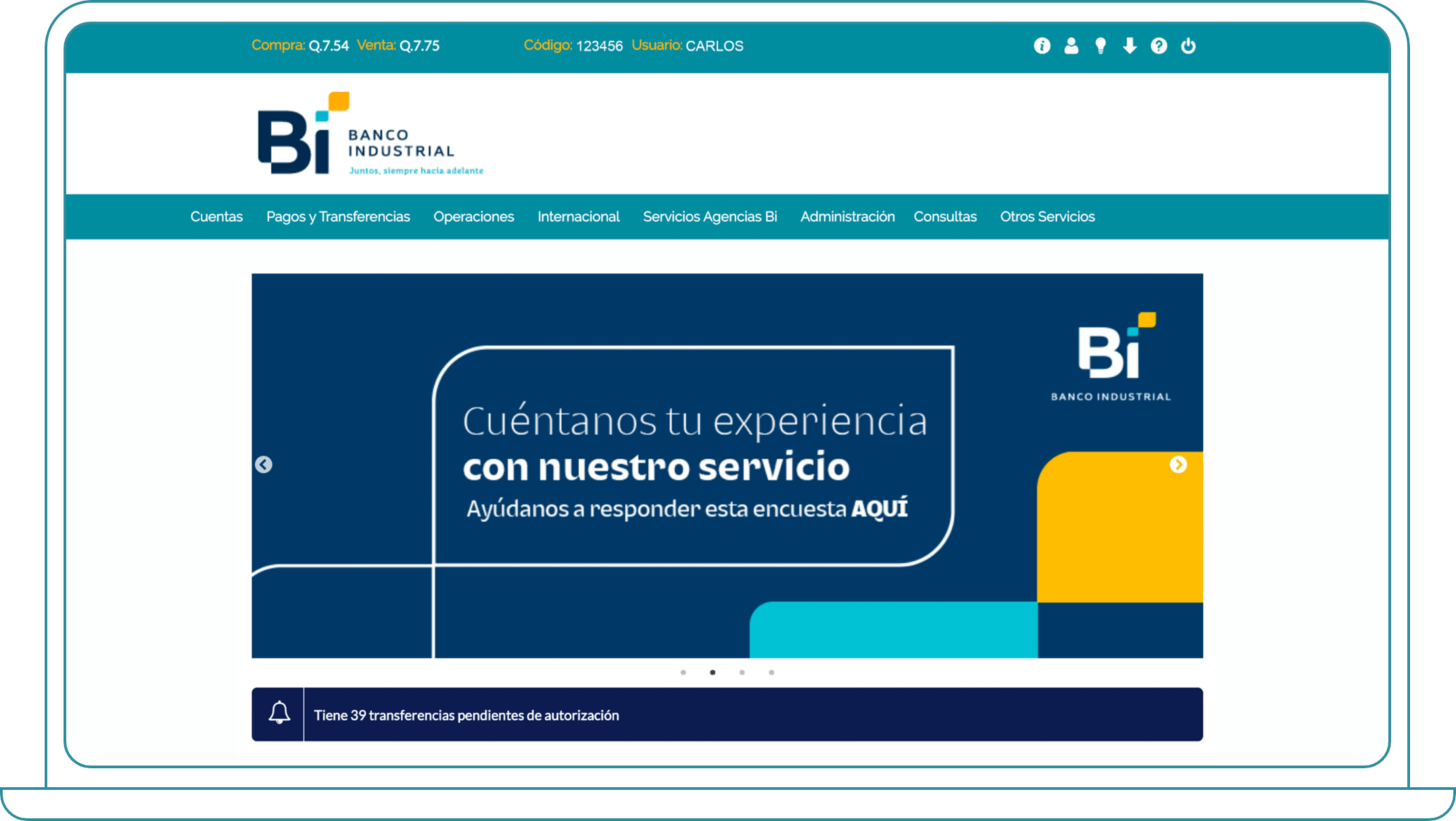 Home Adición de alias en cuentas Bi Banking