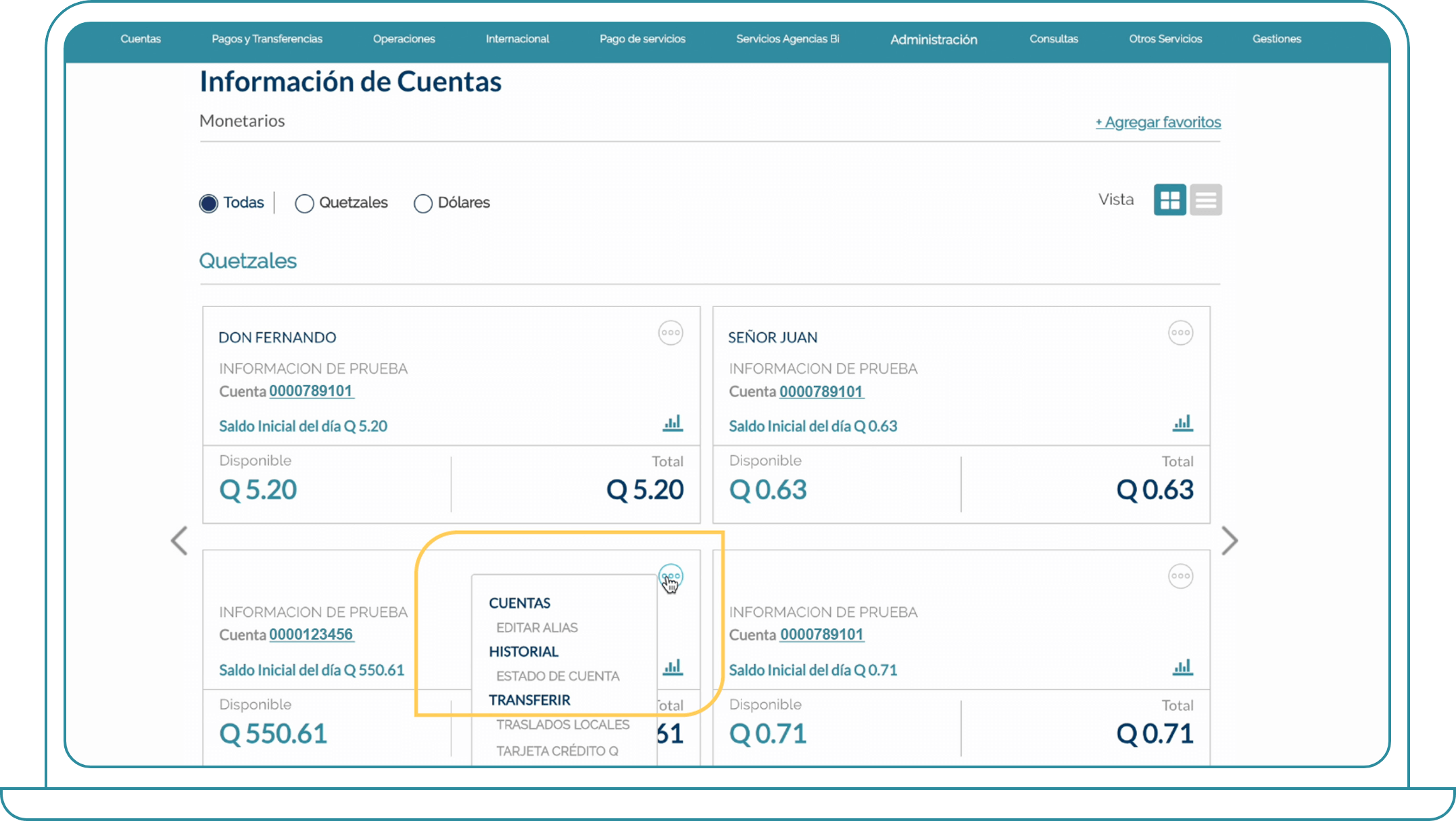 Adición de alias en cuentas Bi Banking