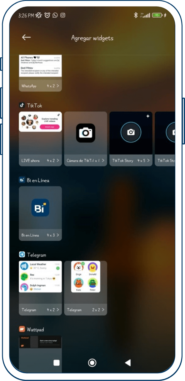 Activa el Widget de Bi en Línea App en tus dispositivos Android