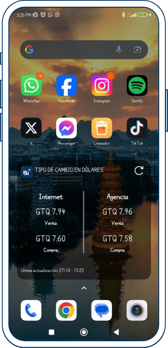 Activa el Widget de Bi en Línea App en tus dispositivos Android