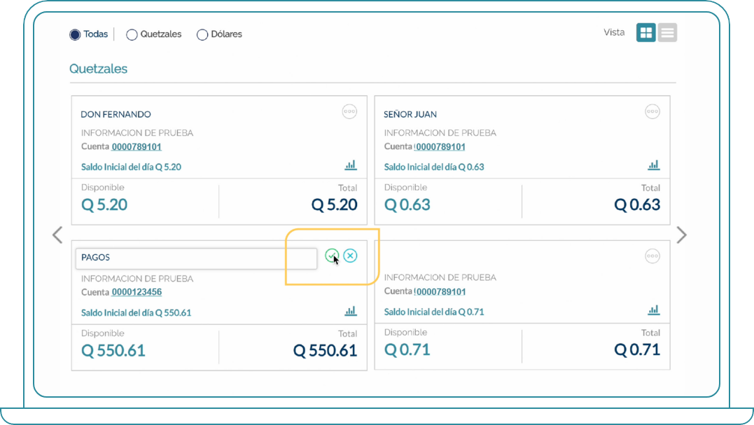 Adición de alias en cuentas Bi Banking