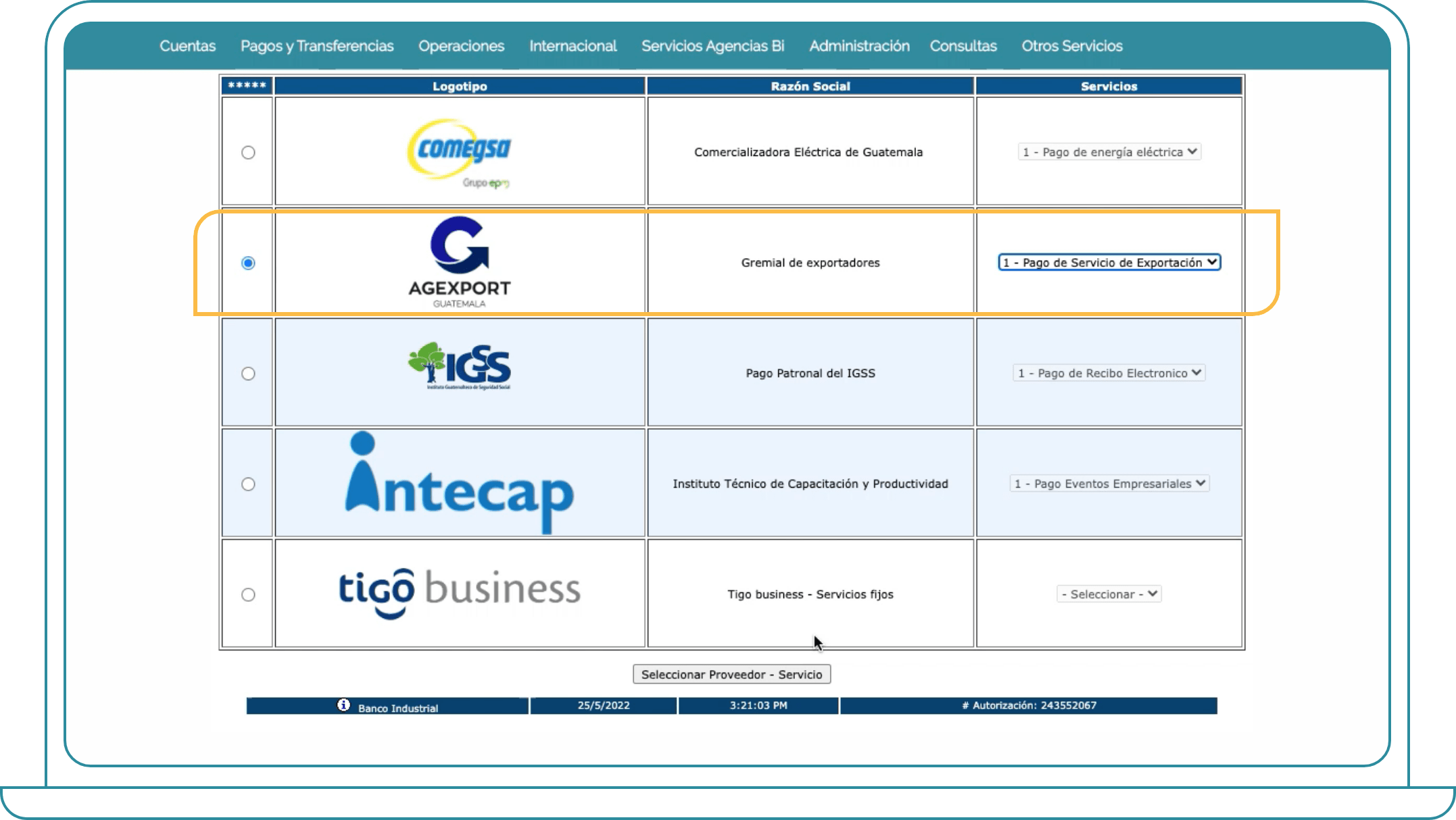 2-agexport Pago de servicios de exportación AGEXPORT