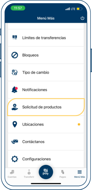 Paso 2 solicitud de tarjeta de crédito desde BEL APP