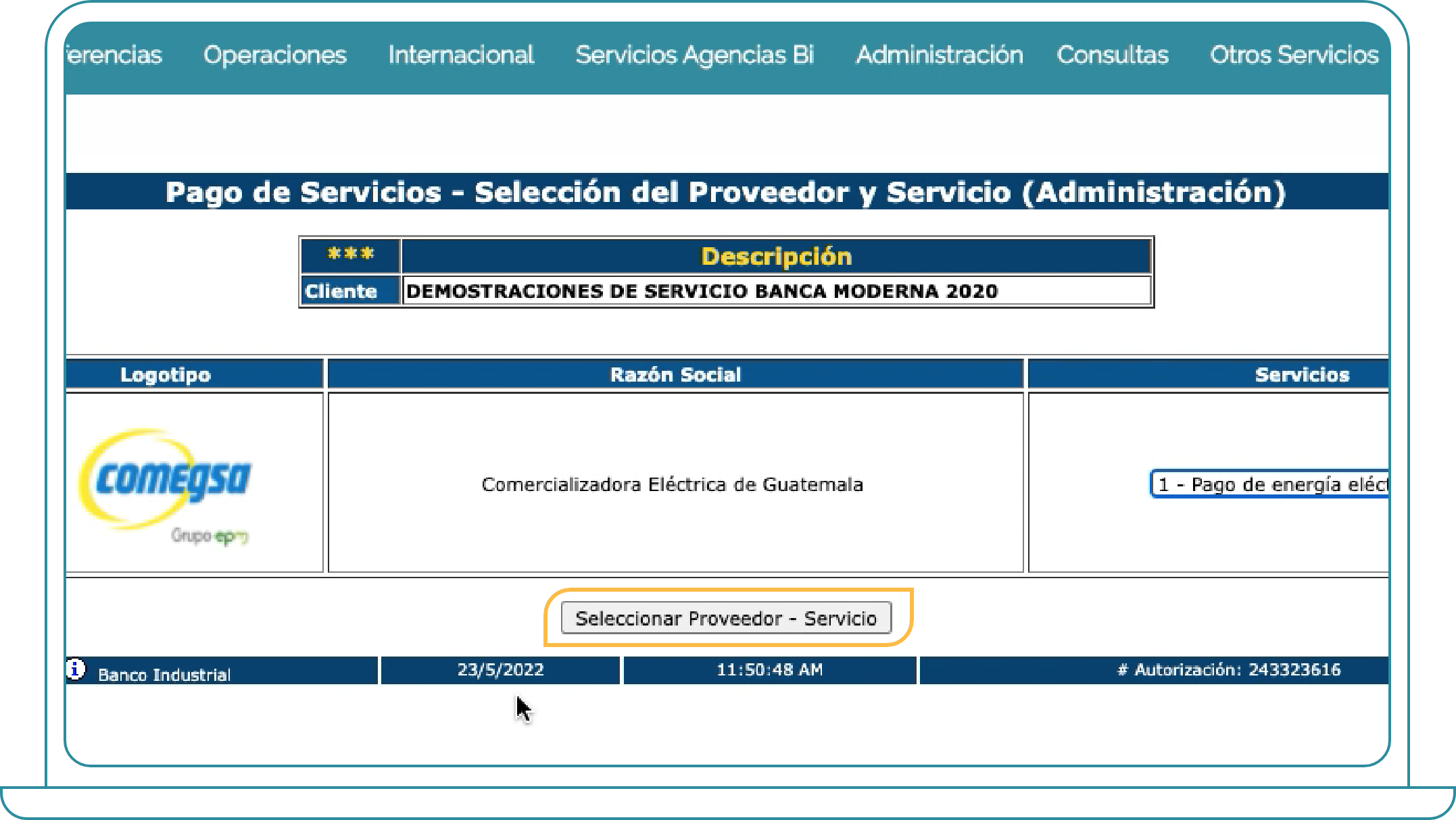 Pago de COMEGSA desde Bi Banking paso 2, agregar contrato