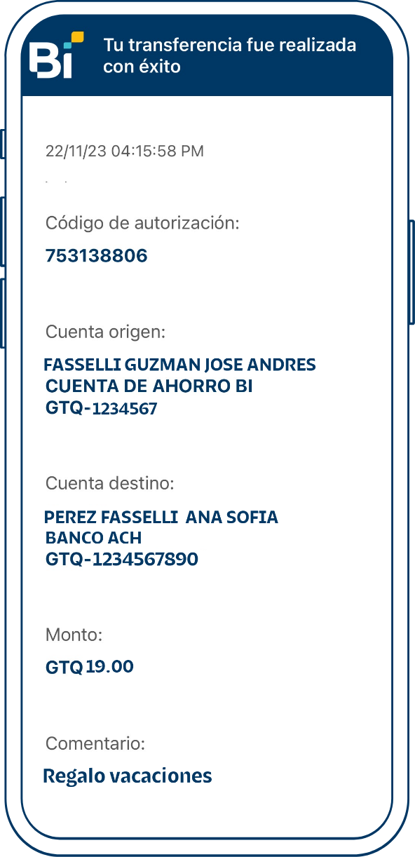 Transferencia a otros bancos desde Bi en Línea App