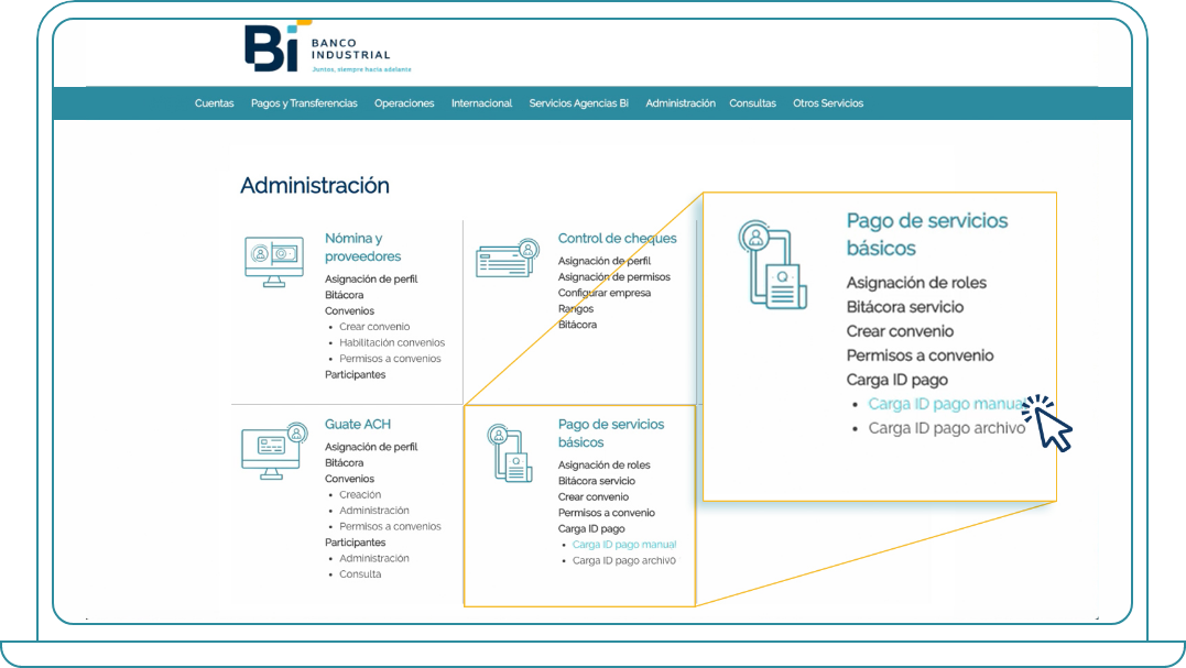 Adición de ID de pago para pago de Servicios Básicos desde Bi Banking