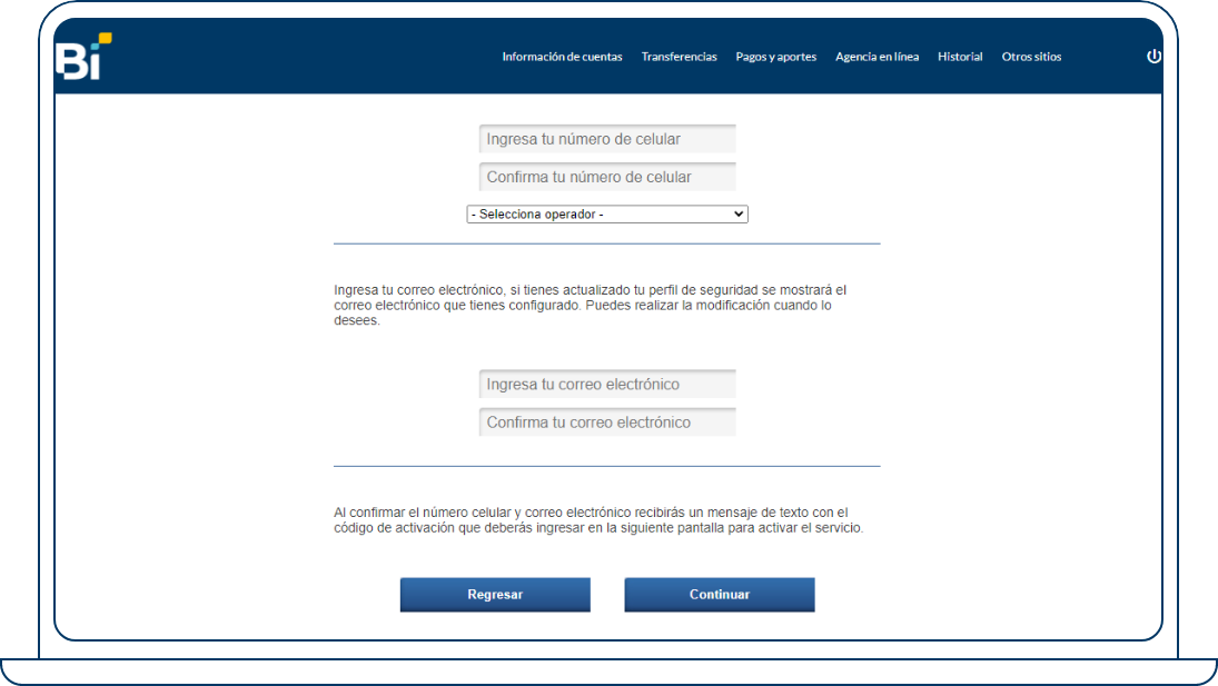 Cómo activar Bi Móvil desde Bi en Línea Web Paso 4.