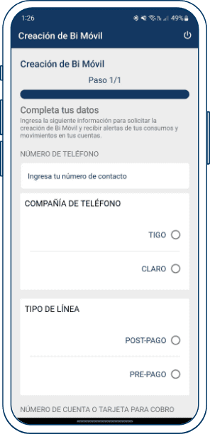 4 Solicitar bi móvil desde bi en linea app