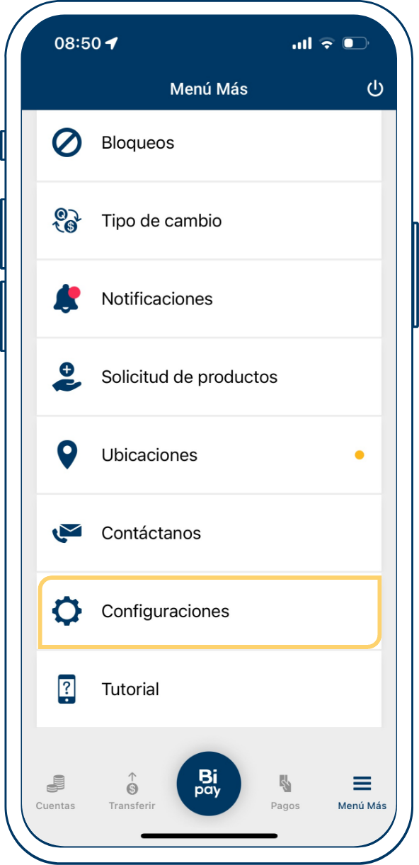 Token biometrico desde Bi en Línea App