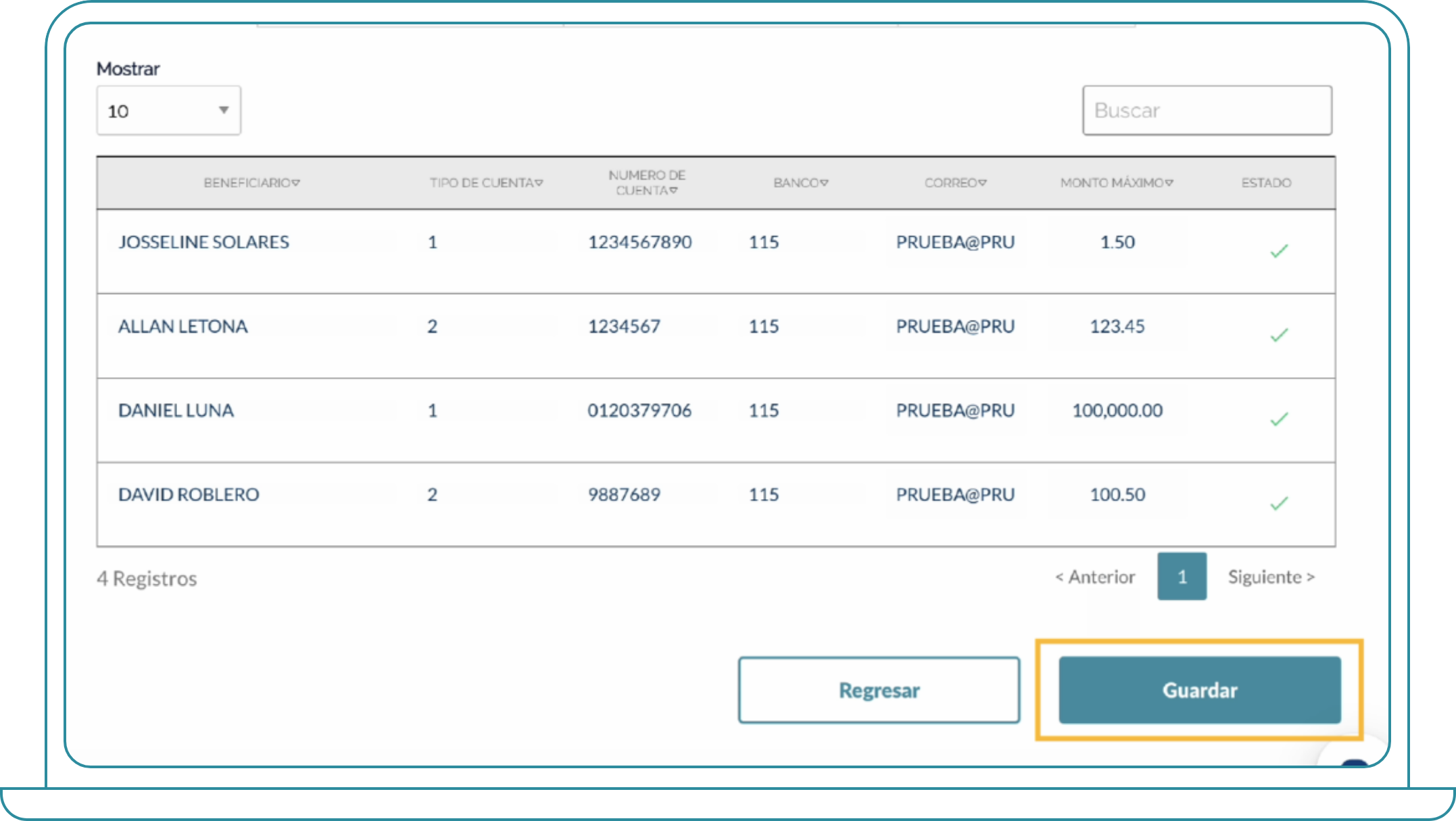 Adicionar beneficiarios por grupo - Paso 8