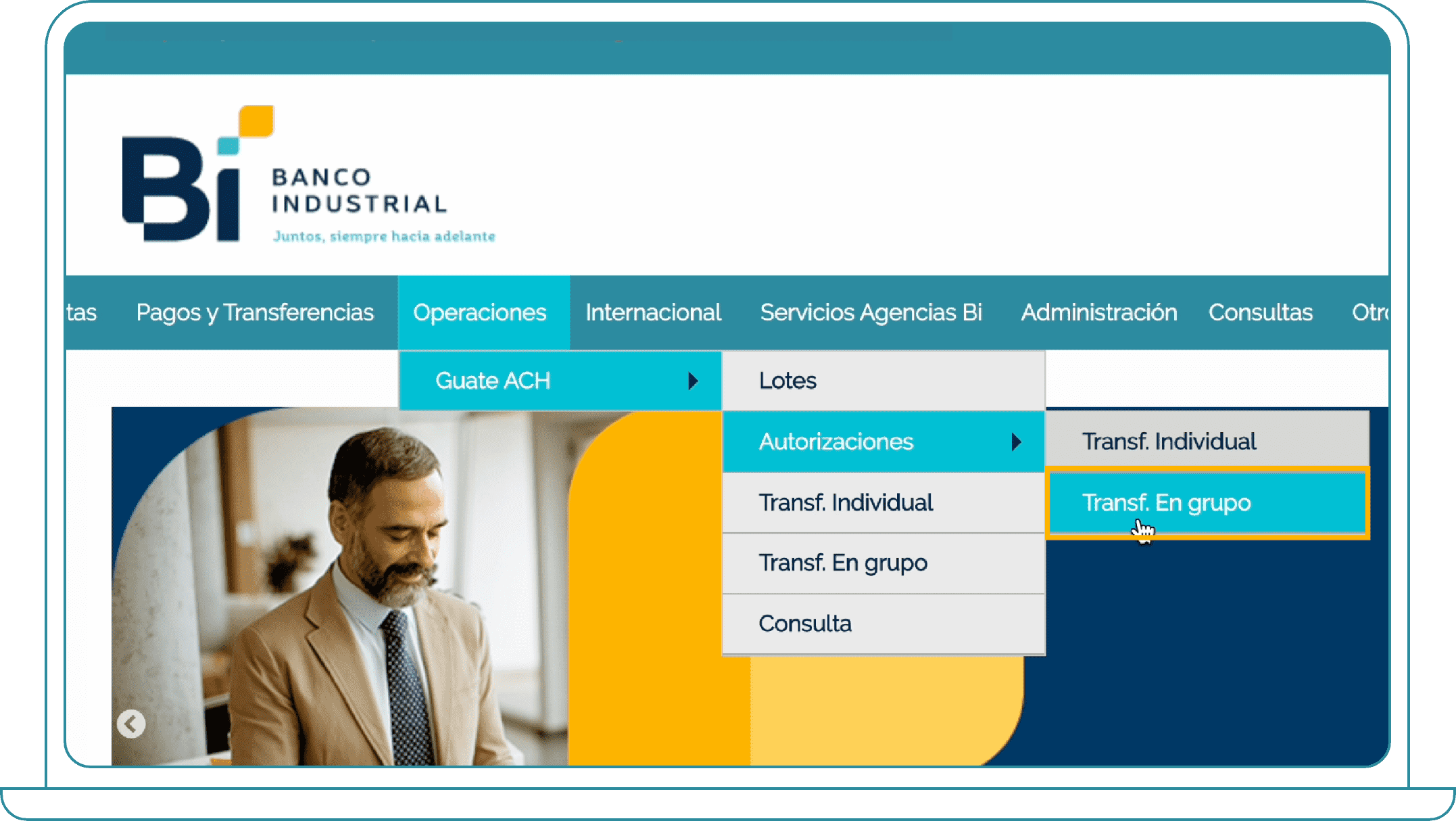 Autorizar transferencias ACH desde Bi Banking