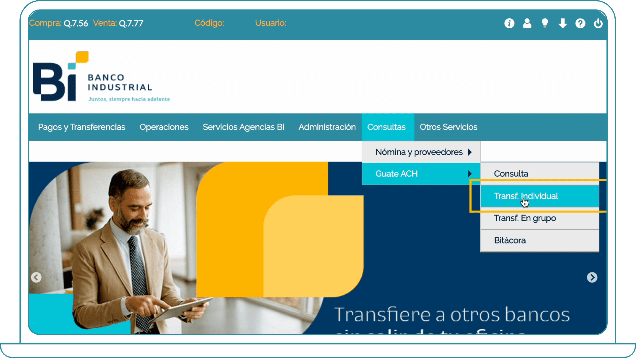 Descargar comprobante de transferencia desde Bi Banking