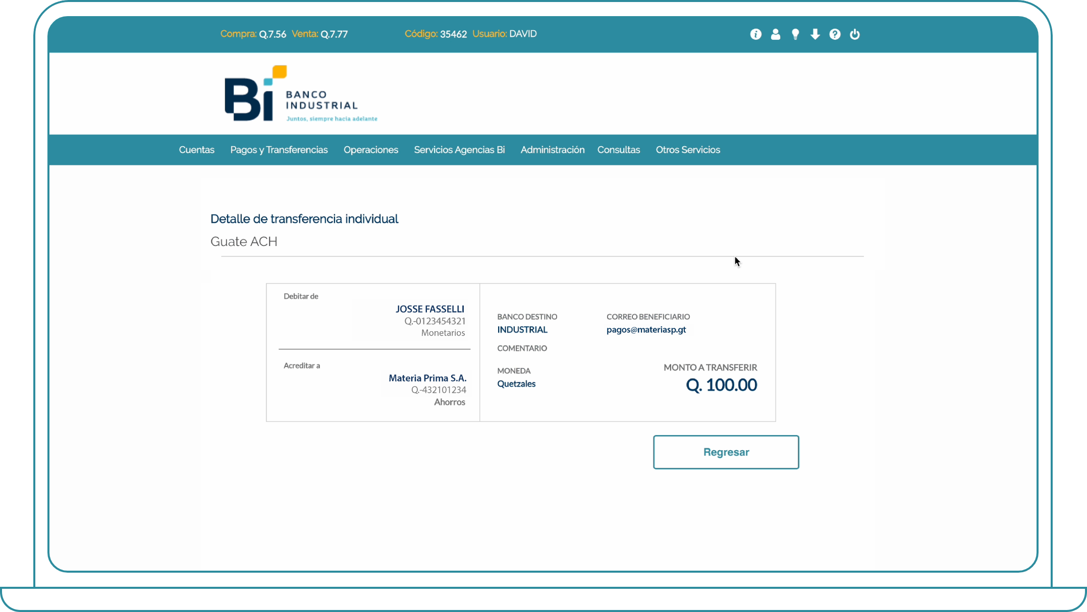 Descargar comprobante de transferencia desde Bi Banking