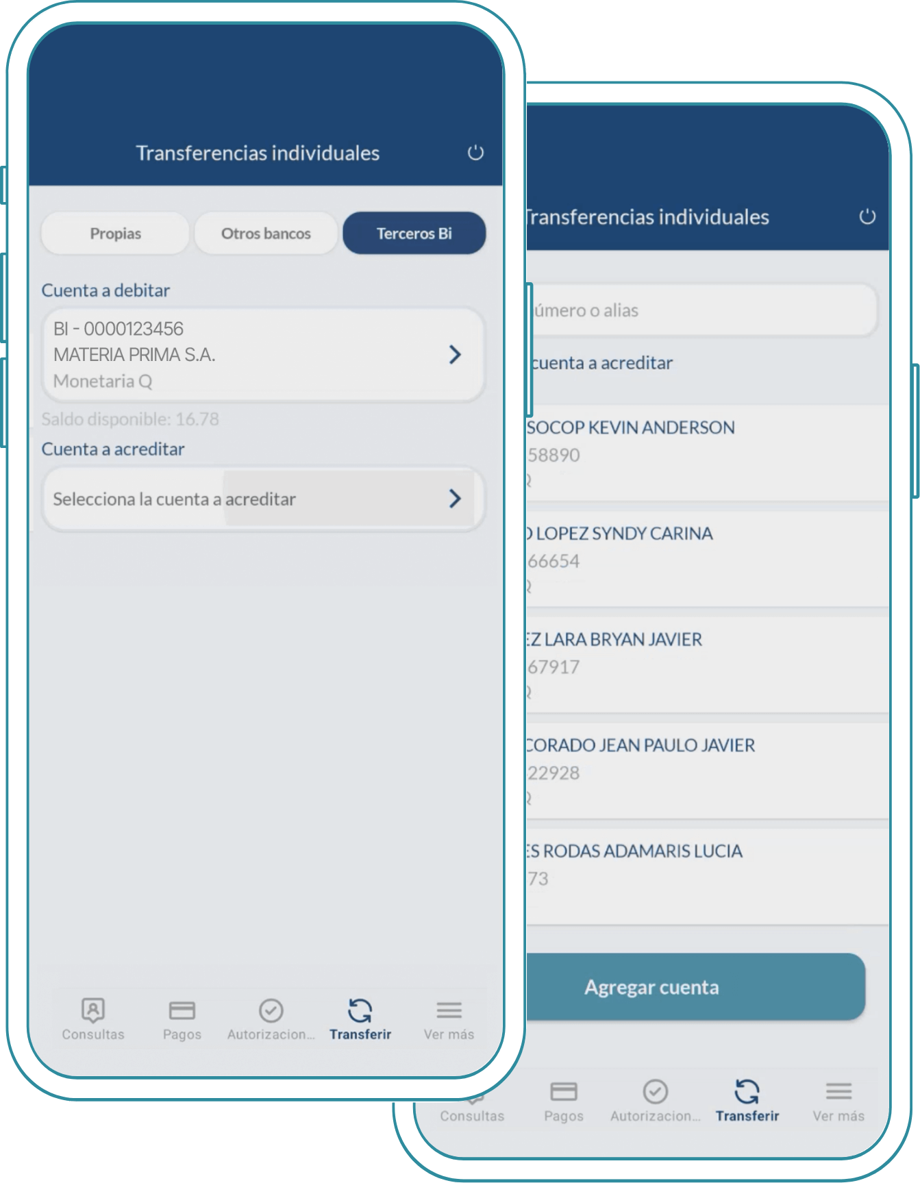 Tipo de Transferencia Bi Banking App