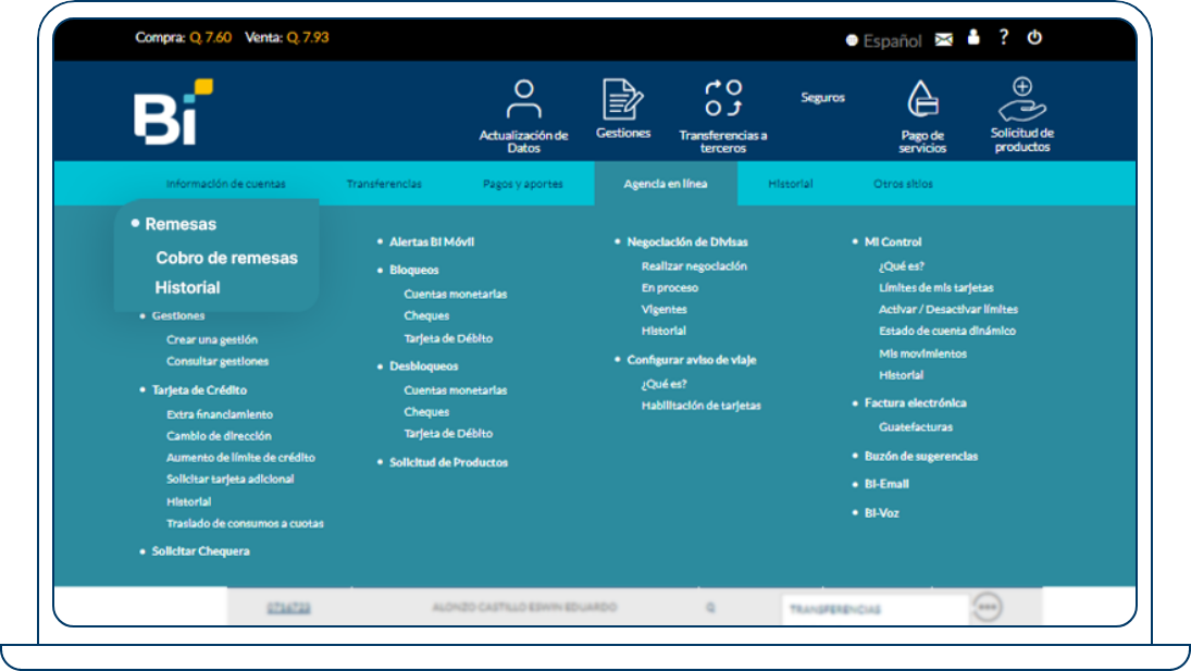 Cobra tus remesas desde Bi en Línea Web Paso 02