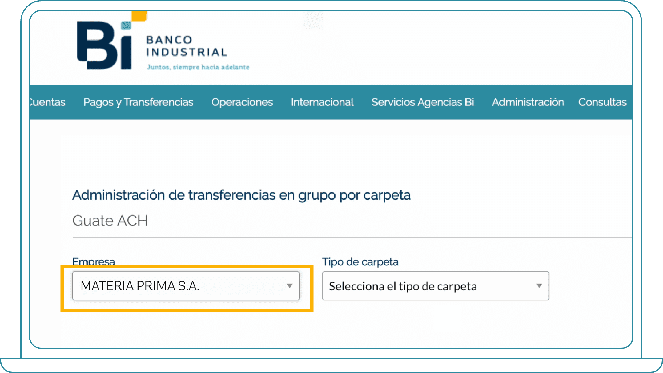 Ingresar transferencias en grupo de forma manual desde Bi Banking