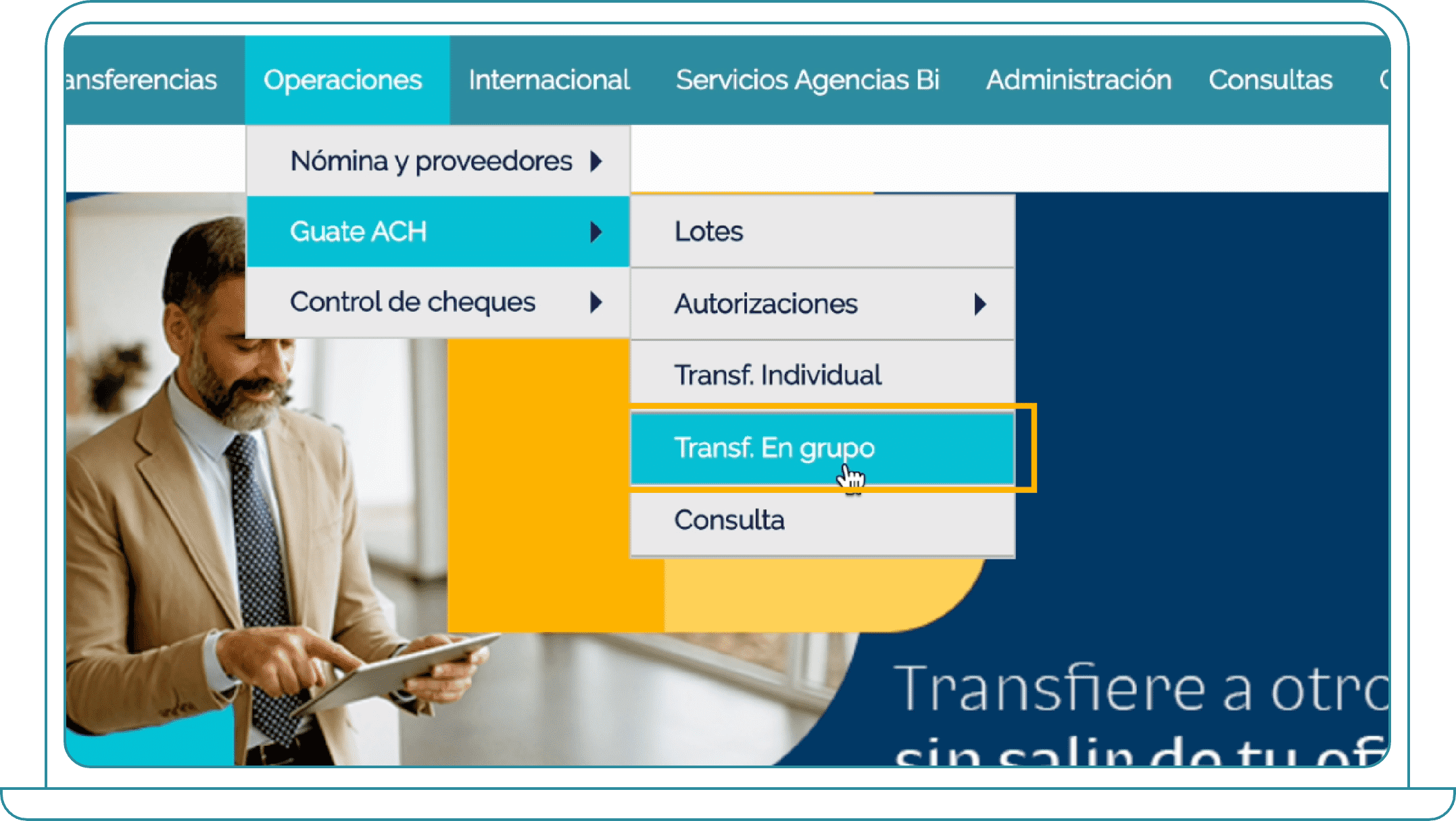 Ingresar transferencias en grupo por archivo desde Bi Banking