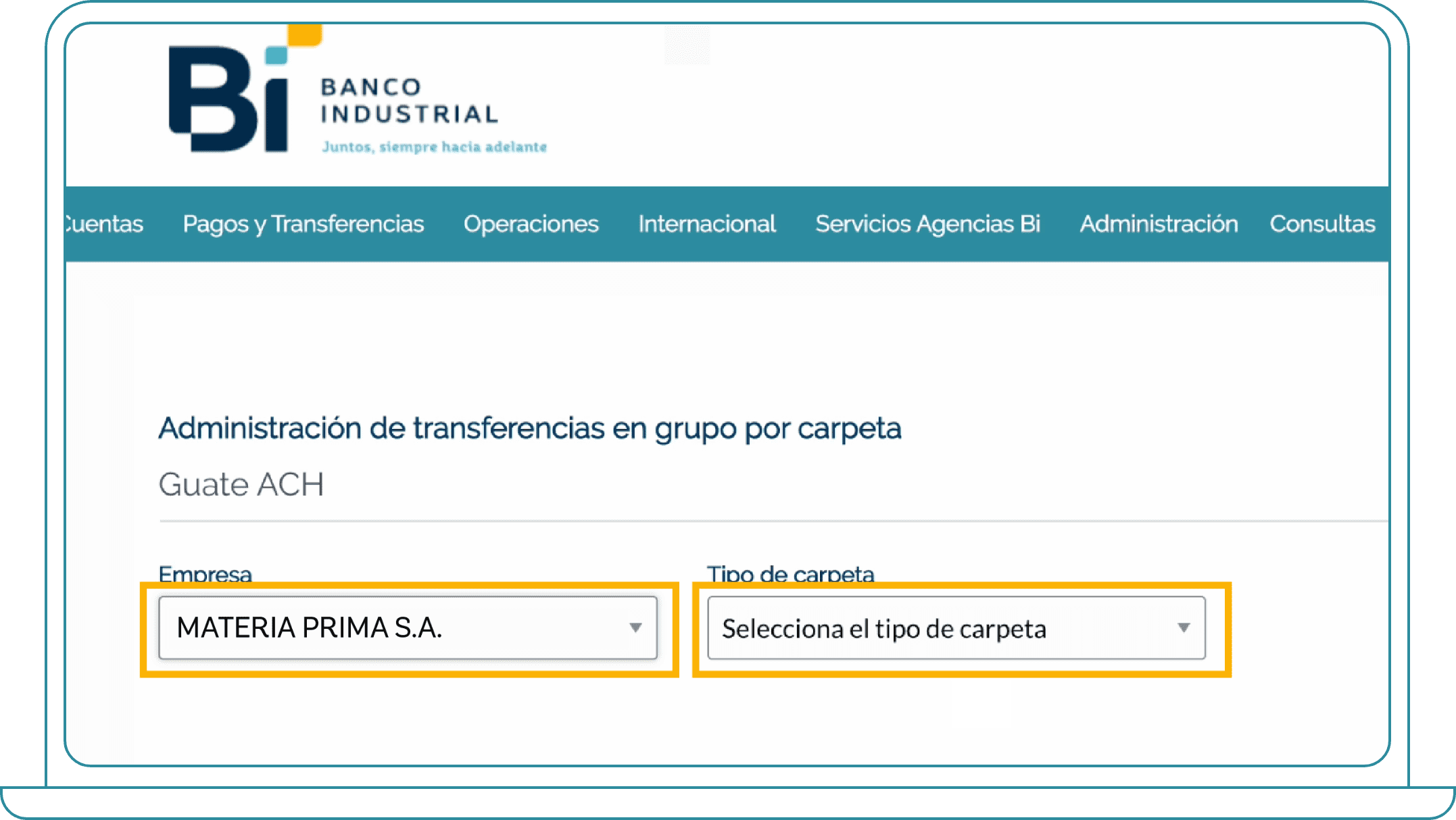 Ingresar transferencias en grupo por archivo desde Bi Banking