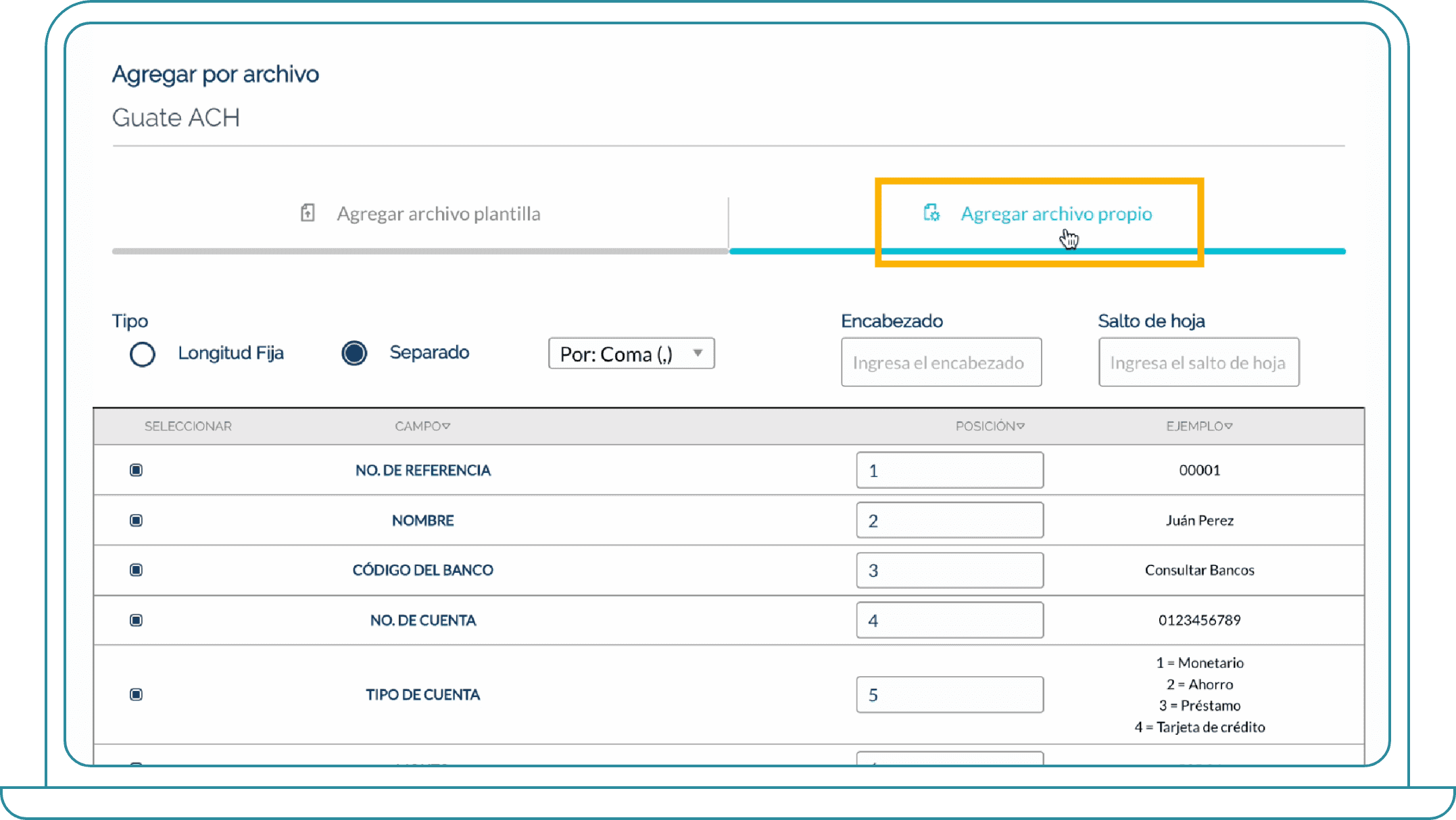 ngresar transferencias en grupo por archivo desde Bi Banking