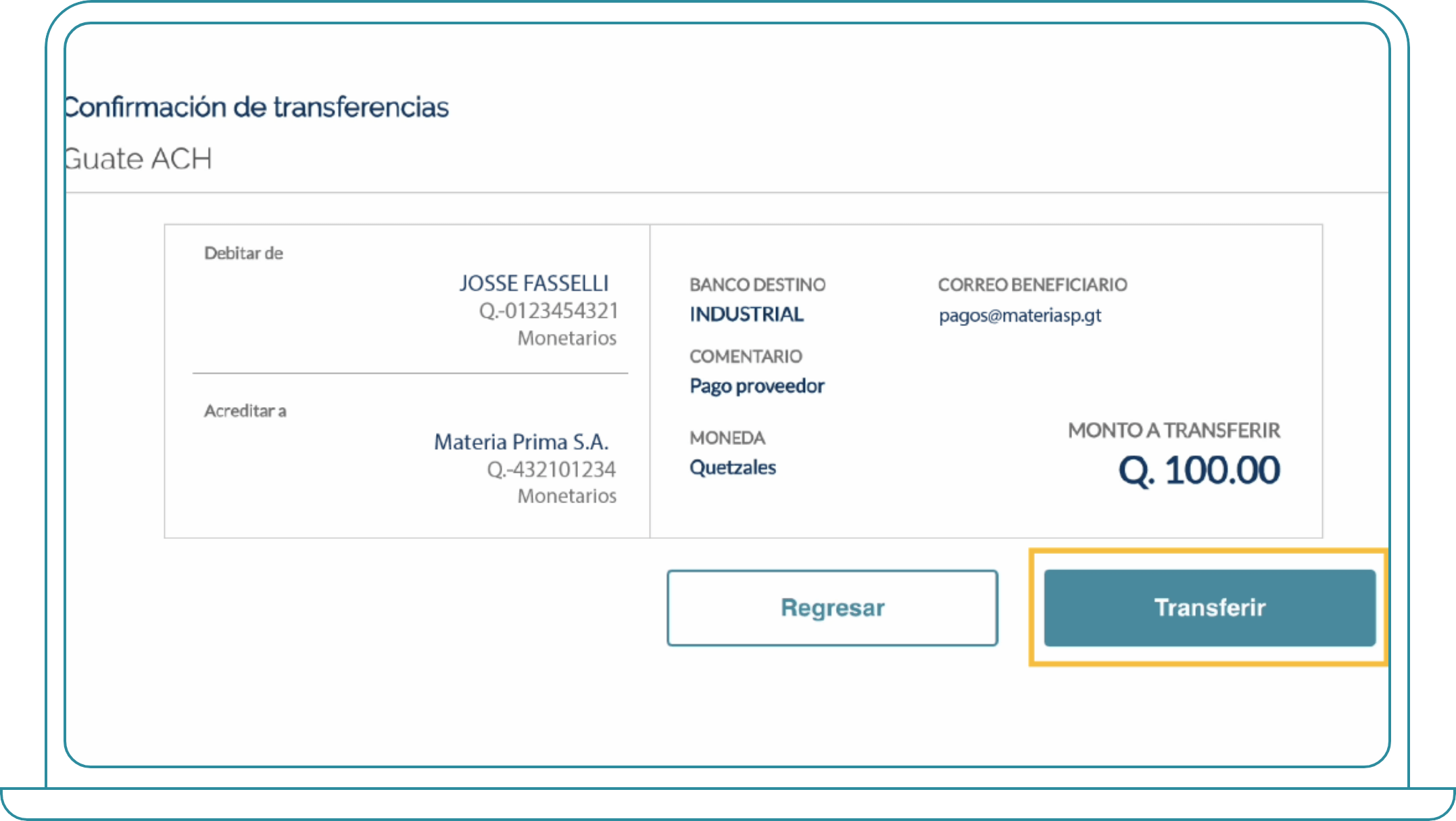 Transferencias individuales - Paso 3 Transferencias individuales - Paso 3