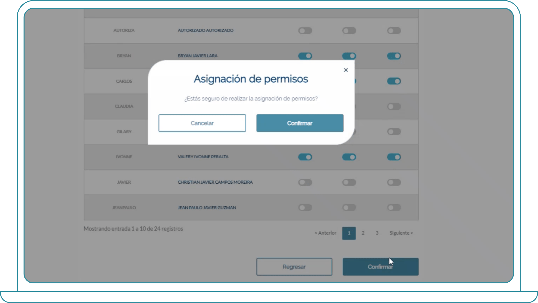 Cómo asignar el módulo, Paso 4: Con rma la asignación de permisos.