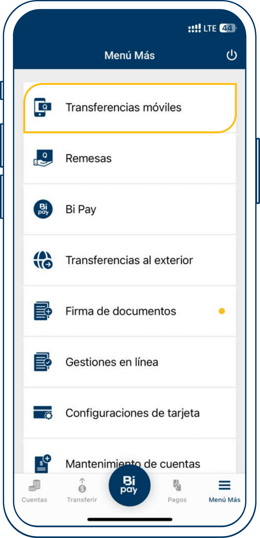 Actualización de perfil para Transferencias móviles - Paso 02