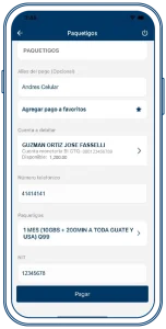 Compra tus paquetigos desde Bi en Línea App