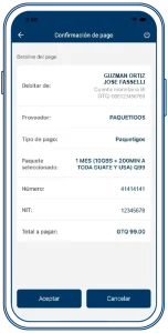 Compra tus paquetigos desde Bi en Línea App