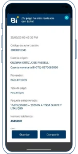 Compra tus paquetigos desde Bi en Línea App